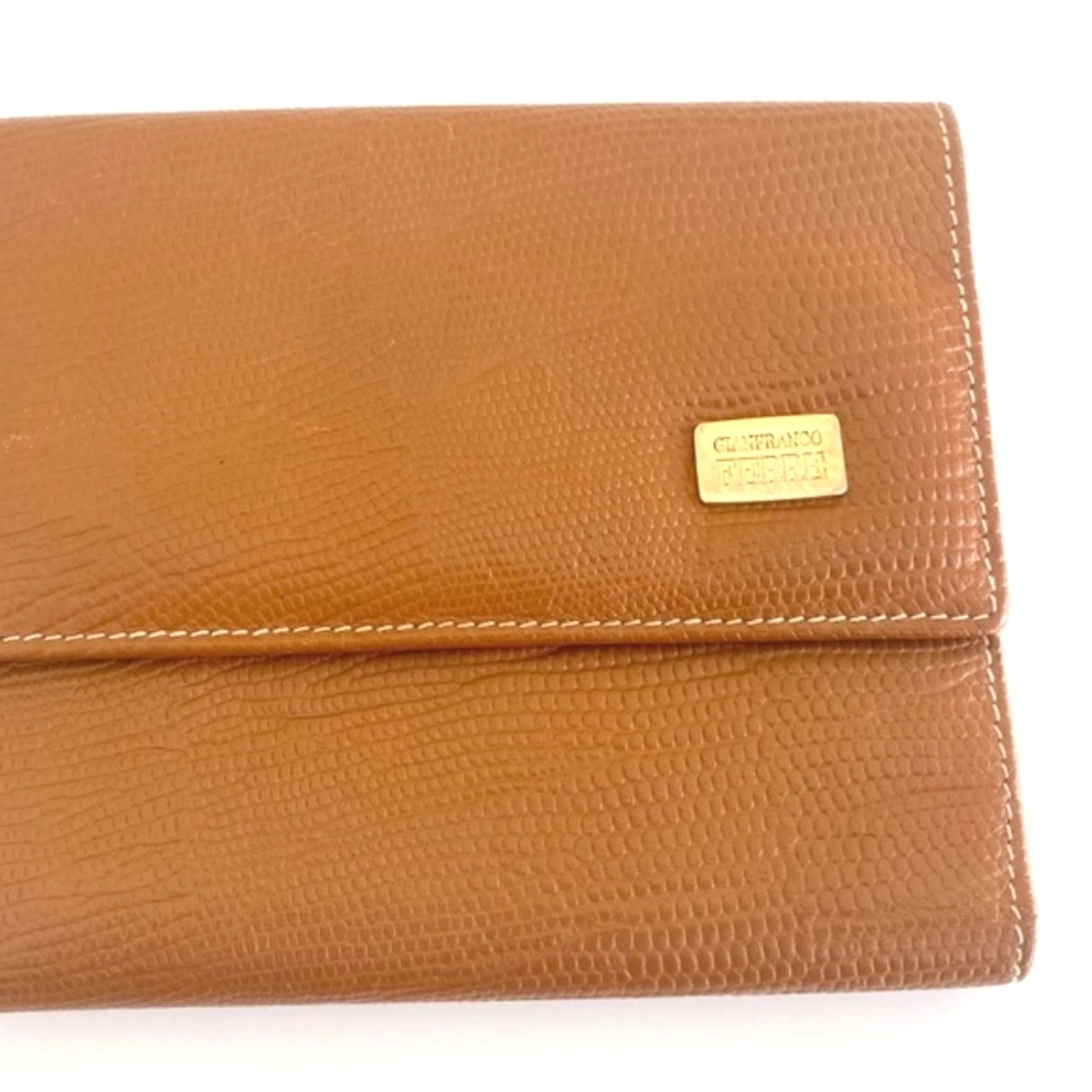 Gianfranco Ferre Cognac 100% Textured Leather Bifold Wallet